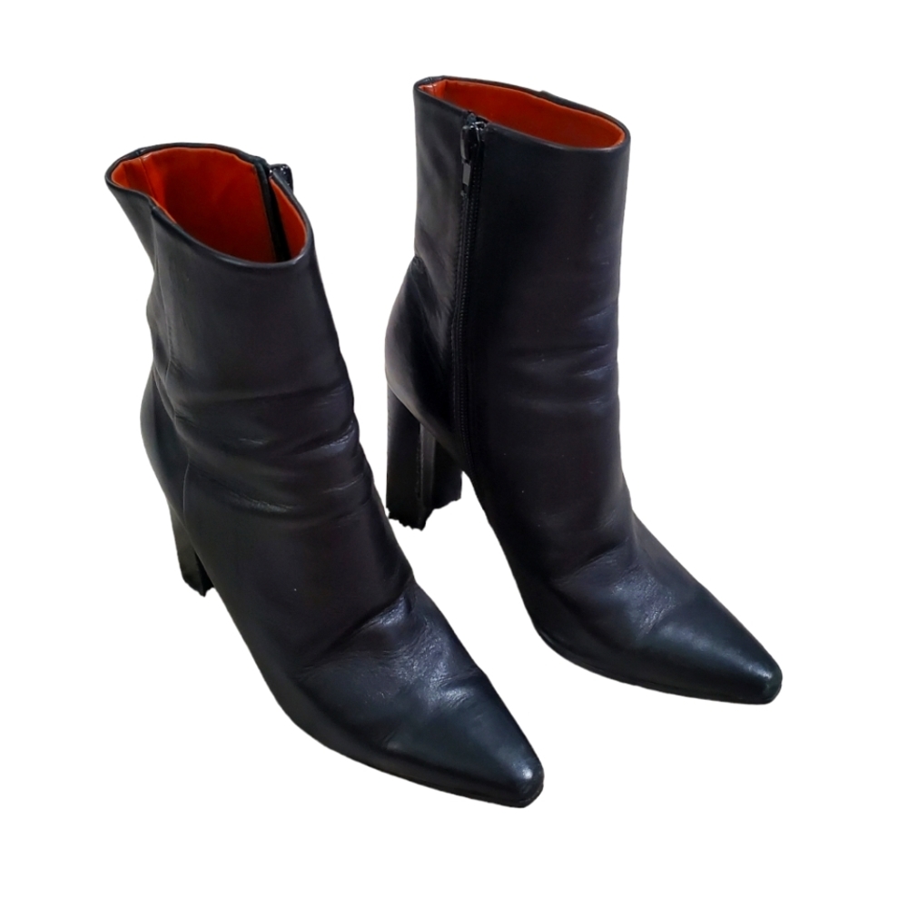 Tony Bianco Black Leather Ankle Heel Boots High Heels Size 6